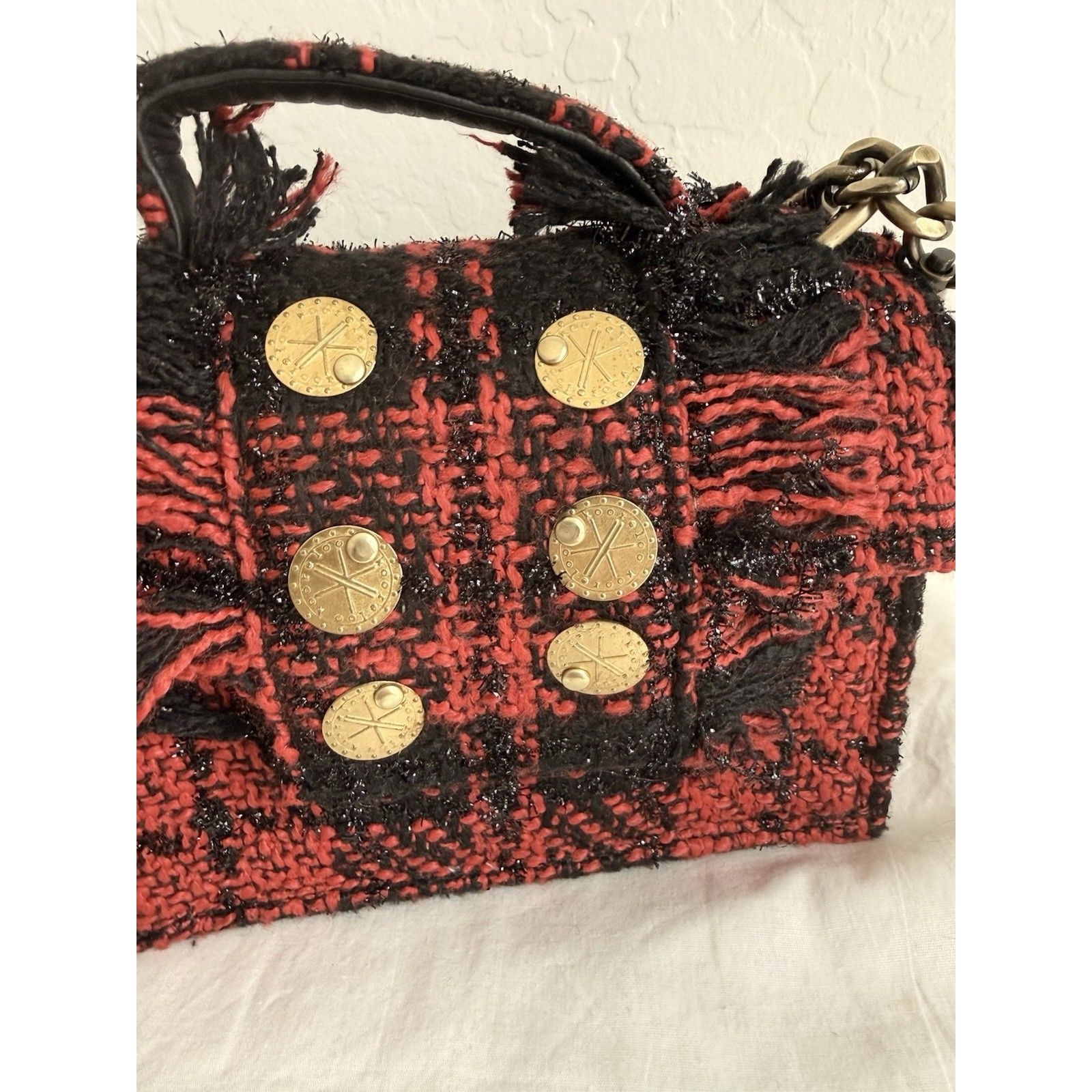 Kooreloo The New Yorker Petite Bag Red Tweed Crossbody Top Handle New
